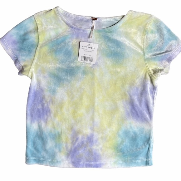 FREE PEOPLE BRIGHT EYES TIE DYE TEE IN CLOUD COMBO - Picture 2 of 8